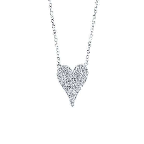 Pendentif coeur Kate en or blanc avec pav&eacute; de diamant